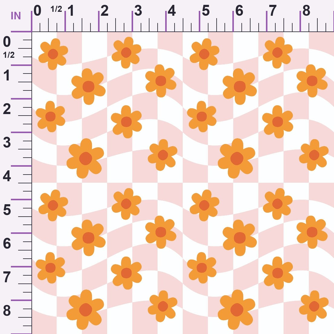 Retro Daisy Checkers Pattern 13 Minky Fabric