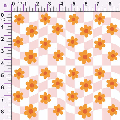 Retro Daisy Checkers Pattern 13 Minky Fabric