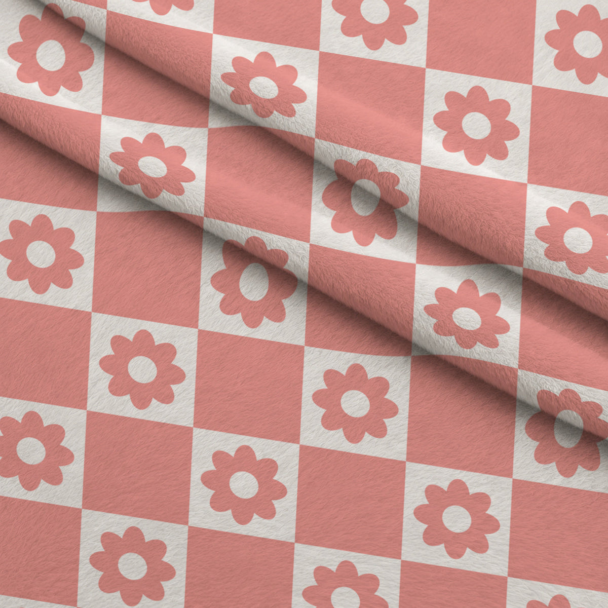 Retro Daisy Checkers Pattern 7 Minky Fabric
