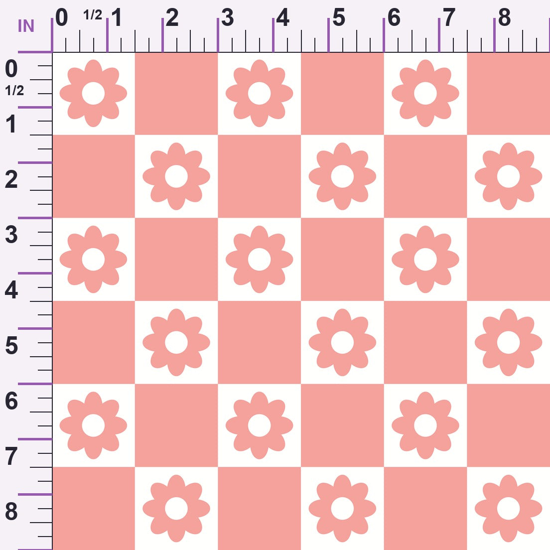Retro Daisy Checkers Pattern 7 Minky Fabric