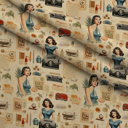 Retro Keepsakes Pattern 2 Minky Fabric