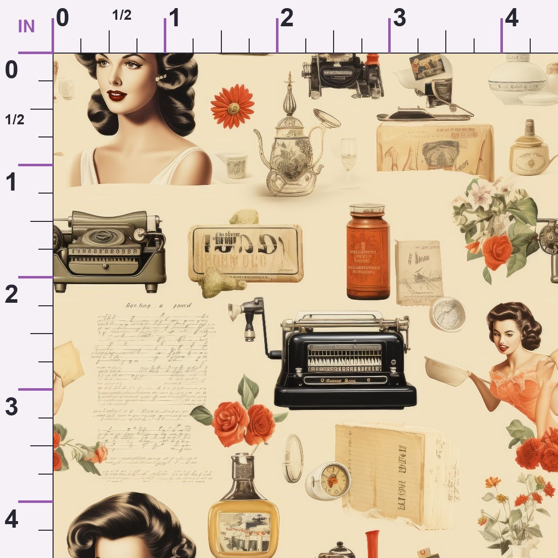 Retro Keepsakes Pattern 3 Minky Fabric