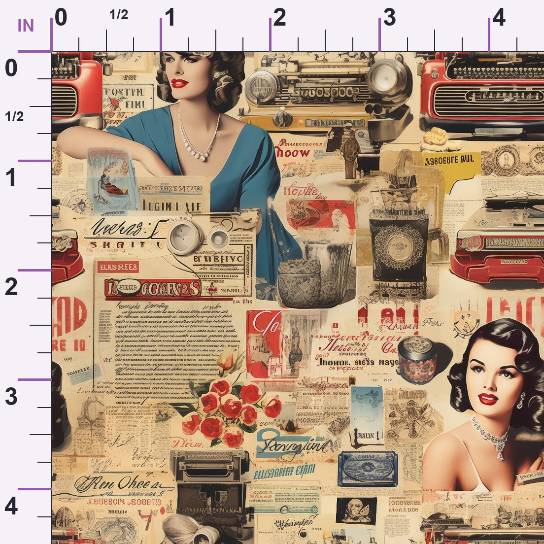 Retro Keepsakes Pattern 6 Minky Fabric