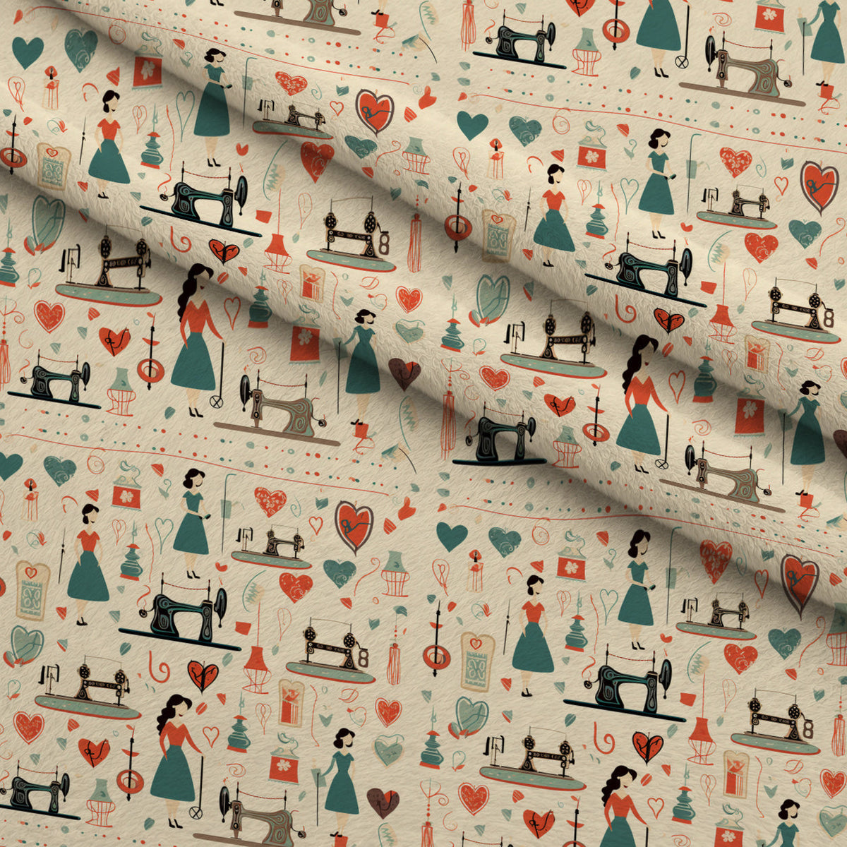 Retro Stitchery Pattern 3 Minky Fabric