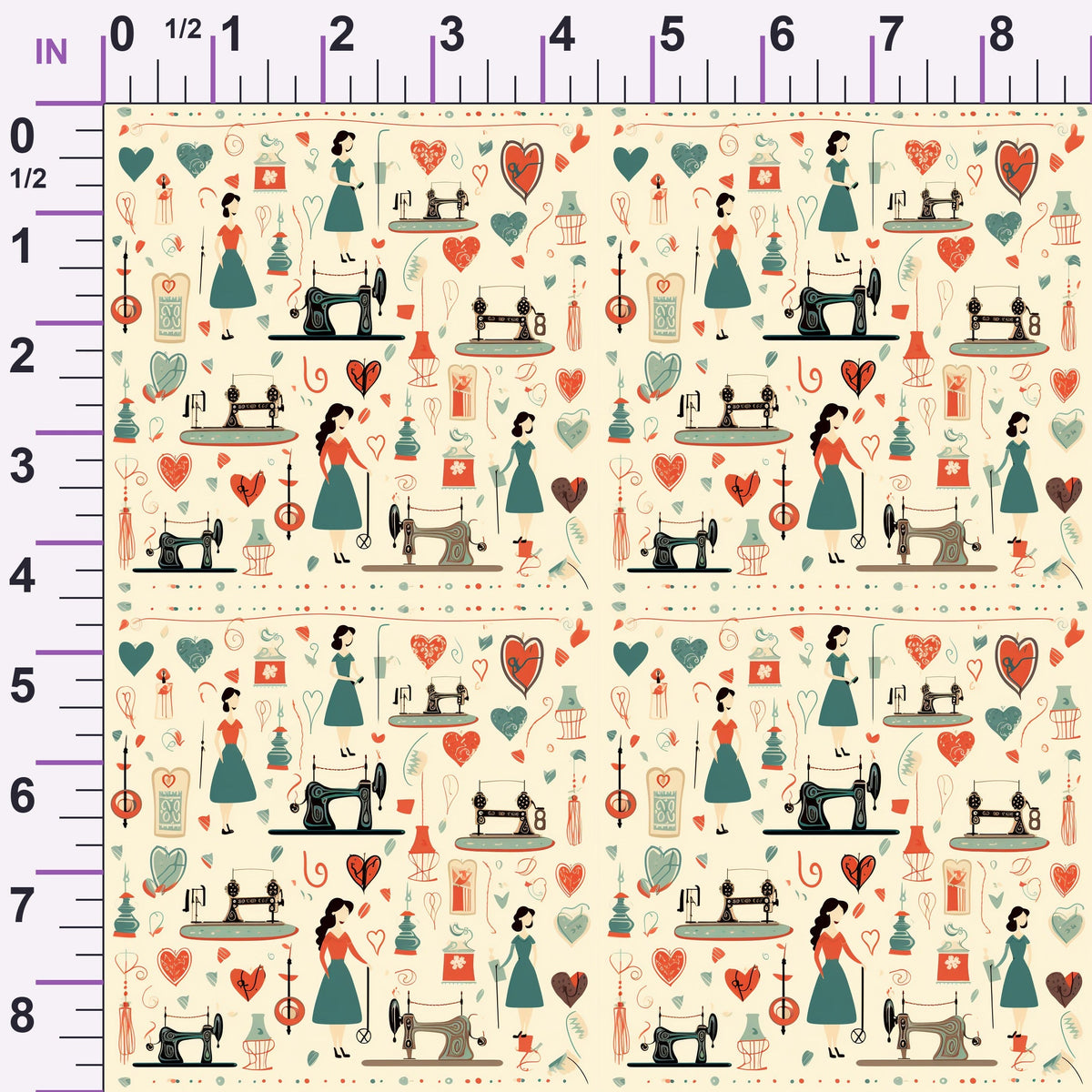 Retro Stitchery Pattern 3 Minky Fabric