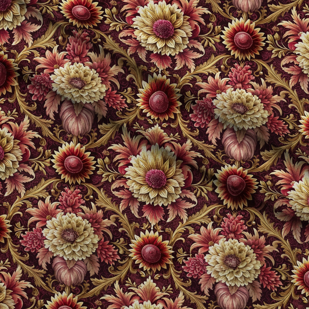 Rococo Blooms Pattern 1 Minky Fabric