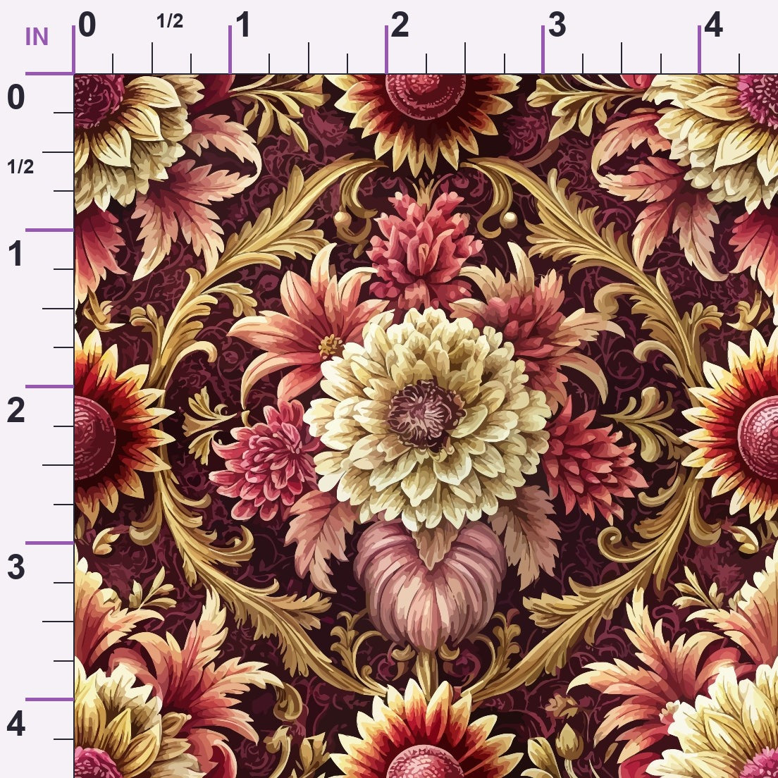 Rococo Blooms Pattern 1 Minky Fabric
