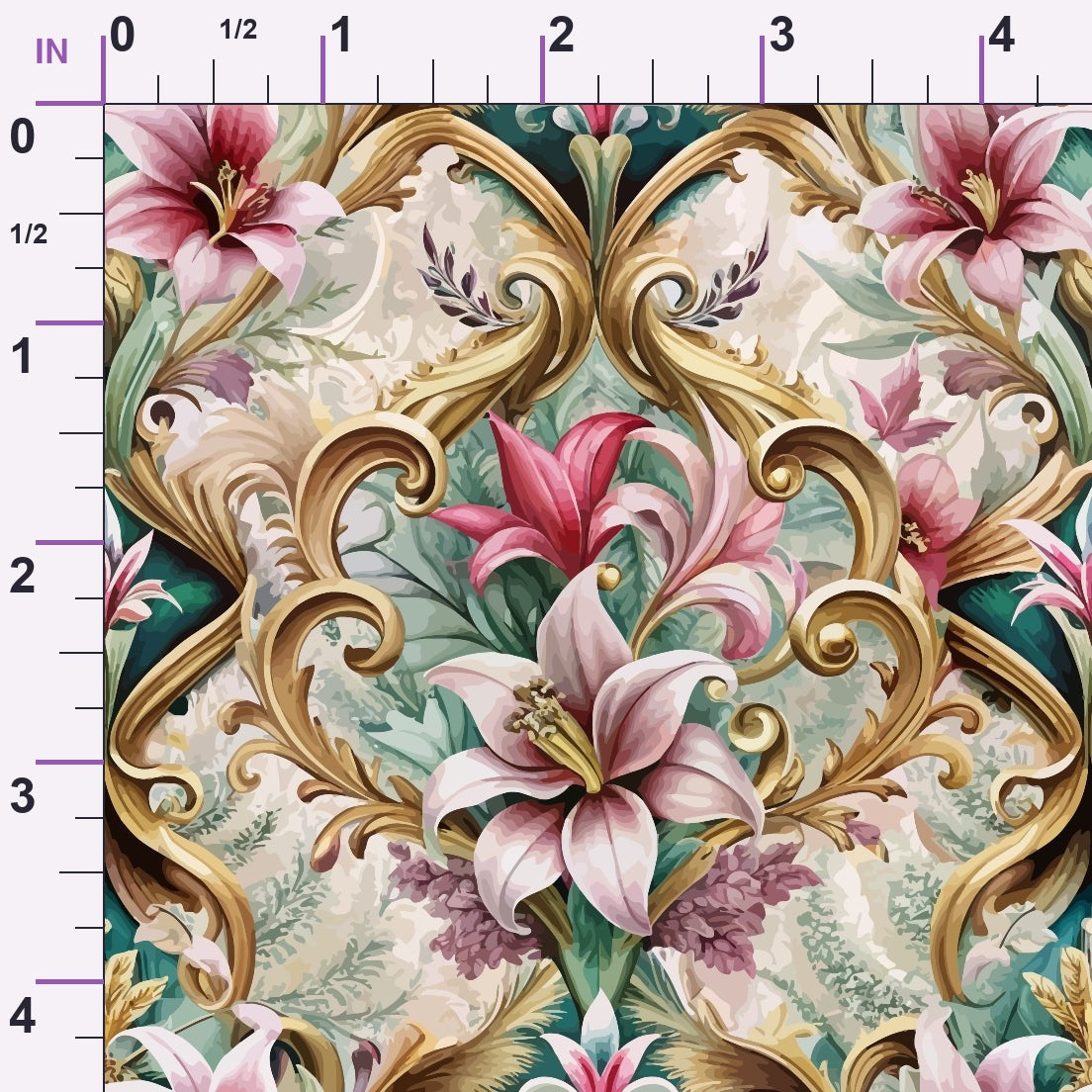 Rococo Blooms Pattern 32 Minky Fabric
