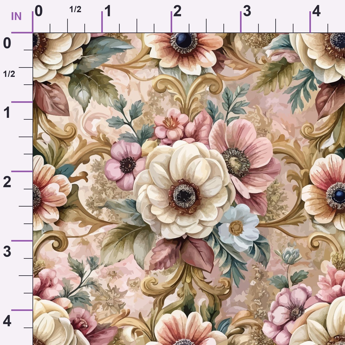 Rococo Blooms Pattern 34 Minky Fabric