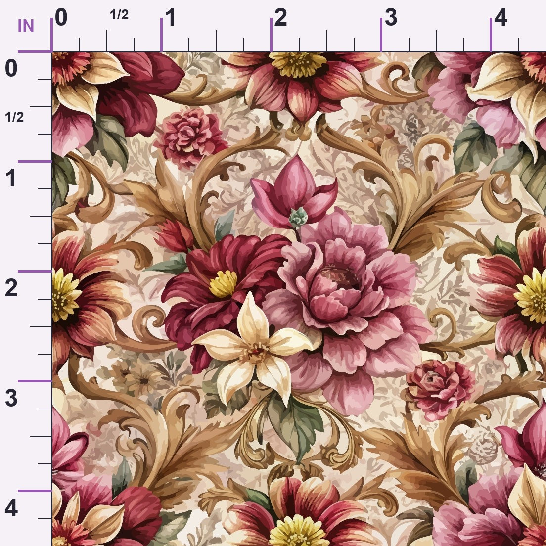 Rococo Blooms Pattern 97 Minky Fabric