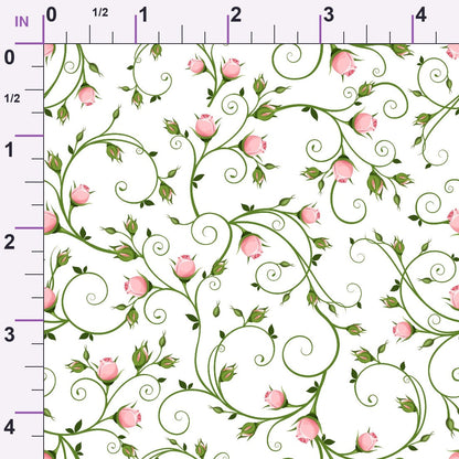 Rosebud Vines Minky Fabric