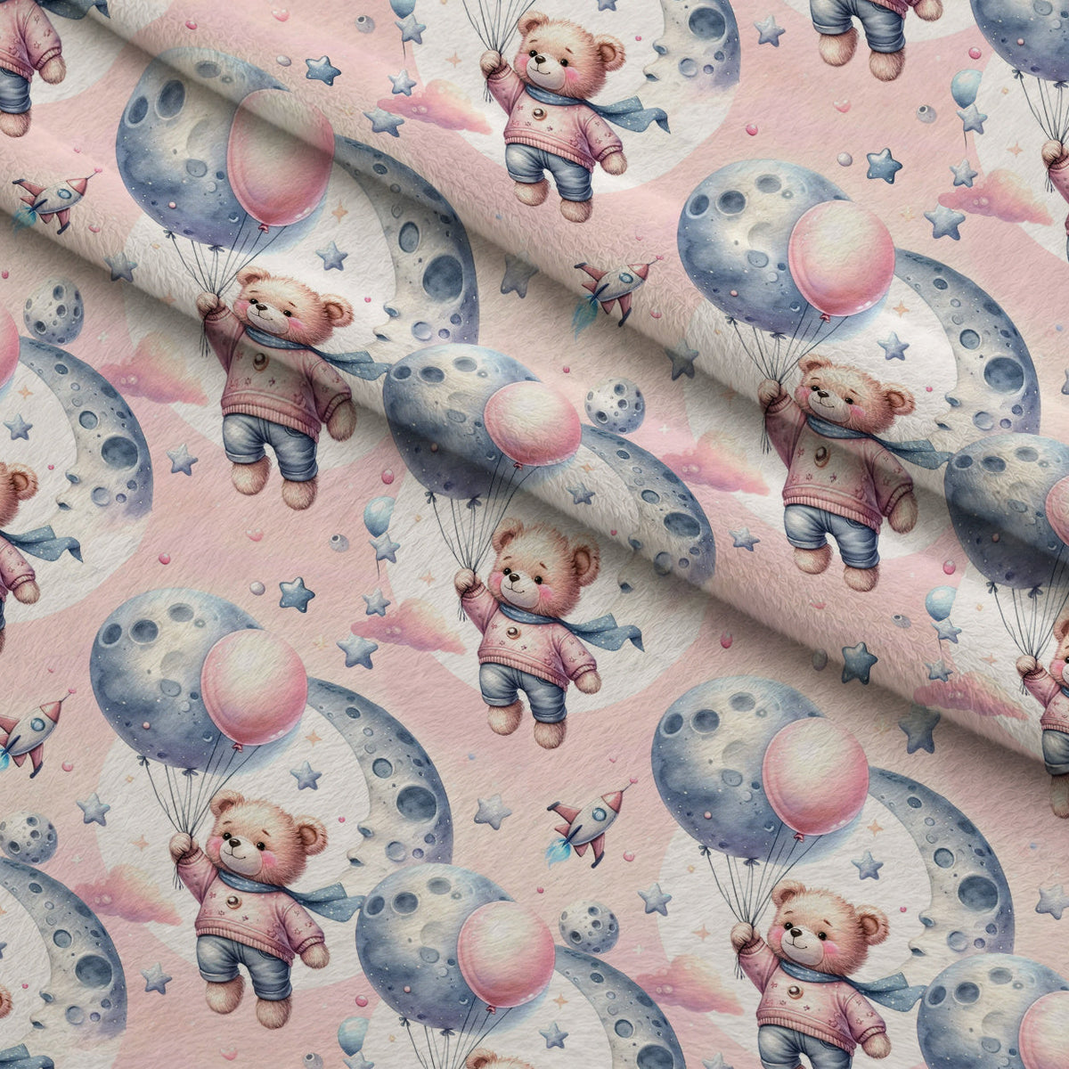 Rosy Balloon Cubs Pattern 2 Minky Fabric