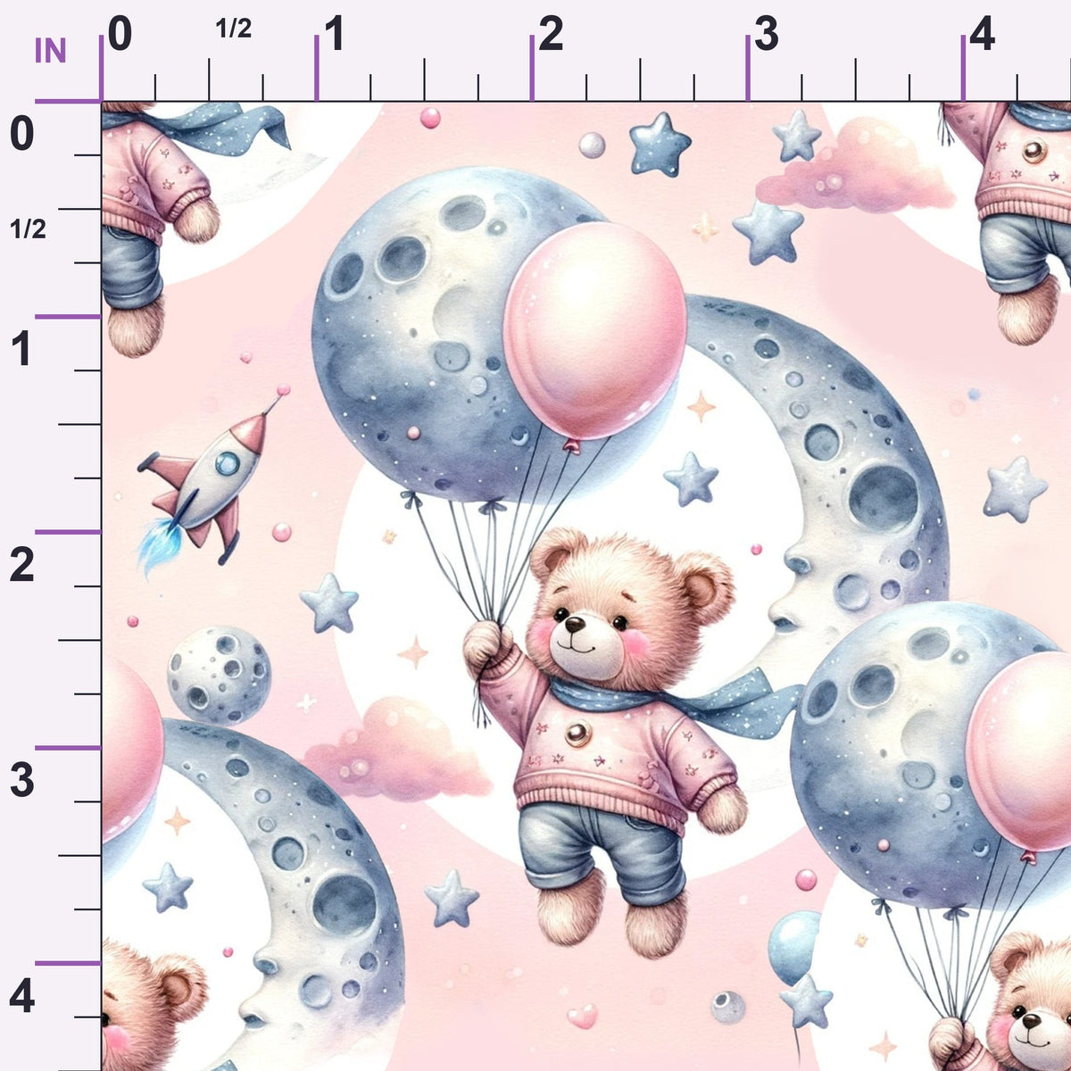 Rosy Balloon Cubs Pattern 2 Minky Fabric