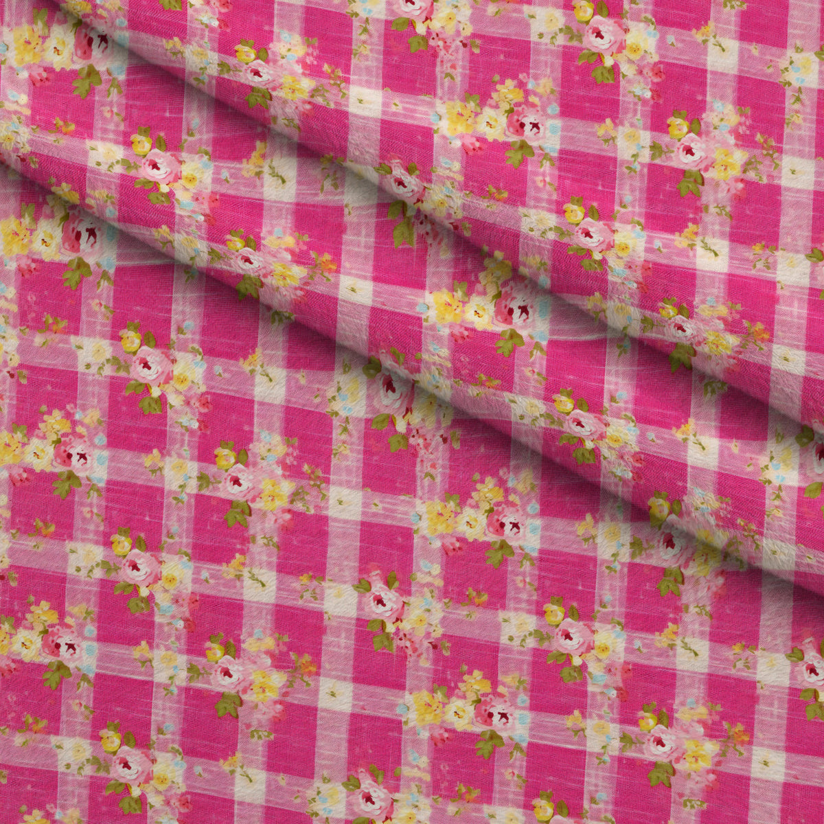 Rosy Gingham Pattern 12 Minky Fabric