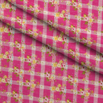 Rosy Gingham Pattern 12 Minky Fabric