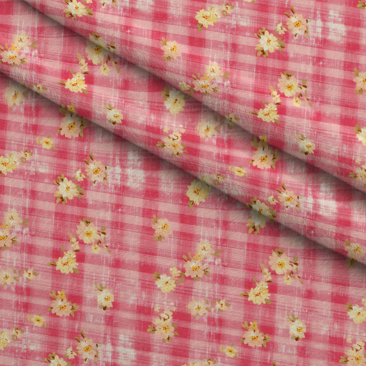 Rosy Gingham Pattern 2 Minky Fabric