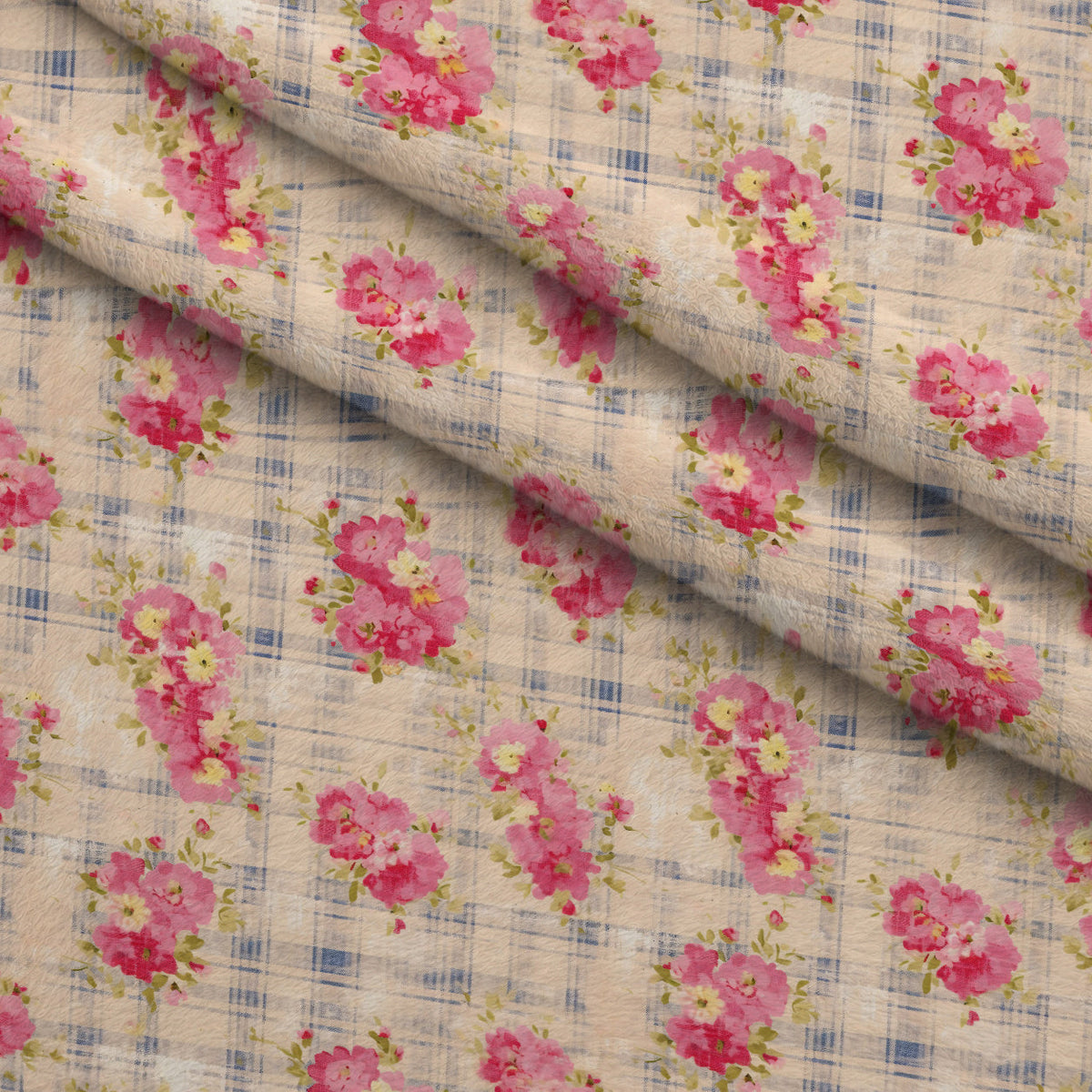 Rosy Gingham Pattern 4 Minky Fabric