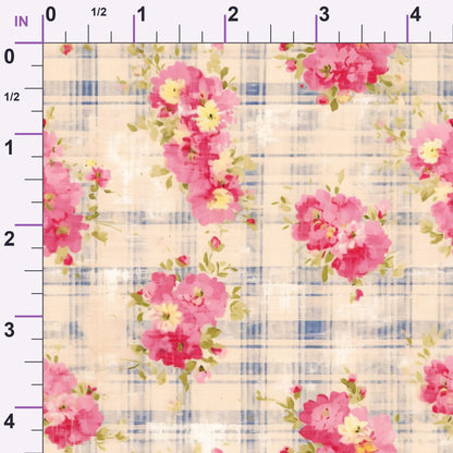 Rosy Gingham Pattern 4 Minky Fabric