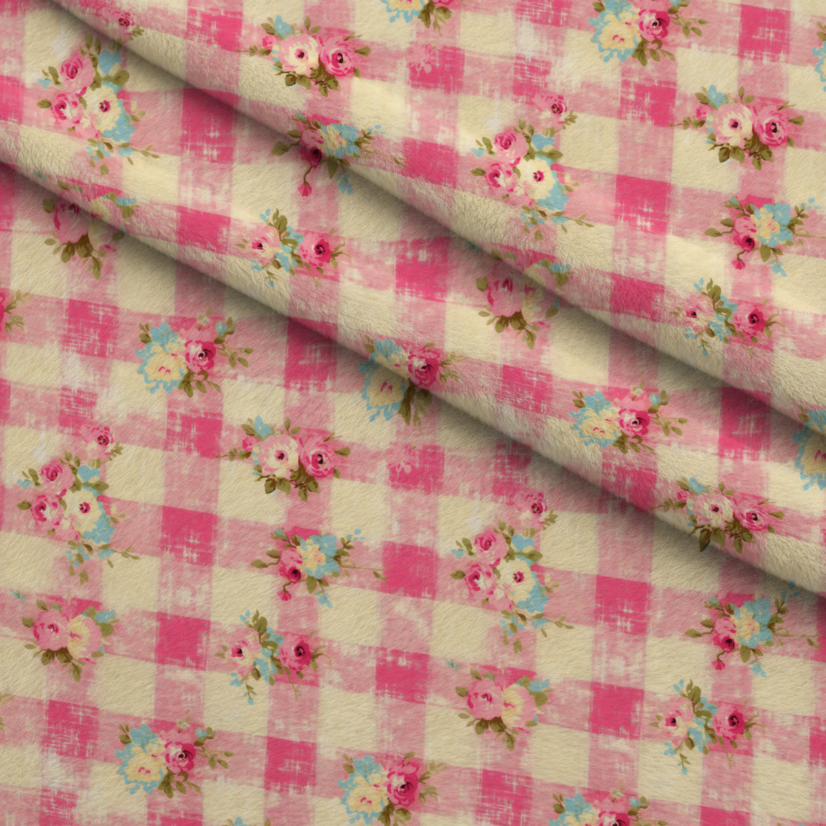Rosy Gingham Pattern 5 Minky Fabric