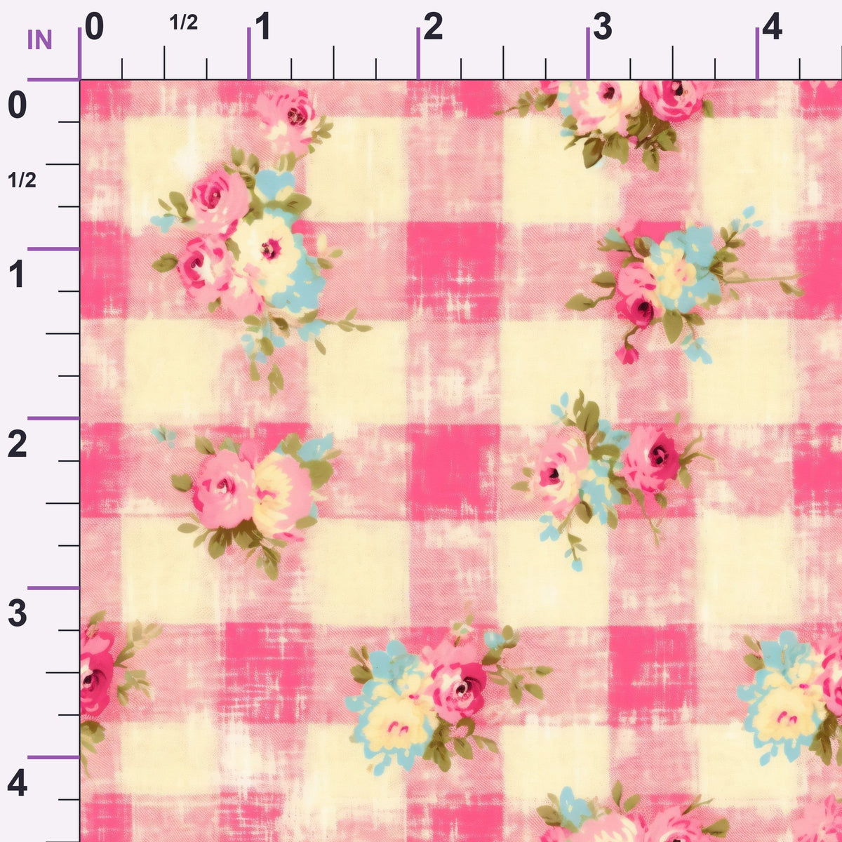 Rosy Gingham Pattern 5 Minky Fabric