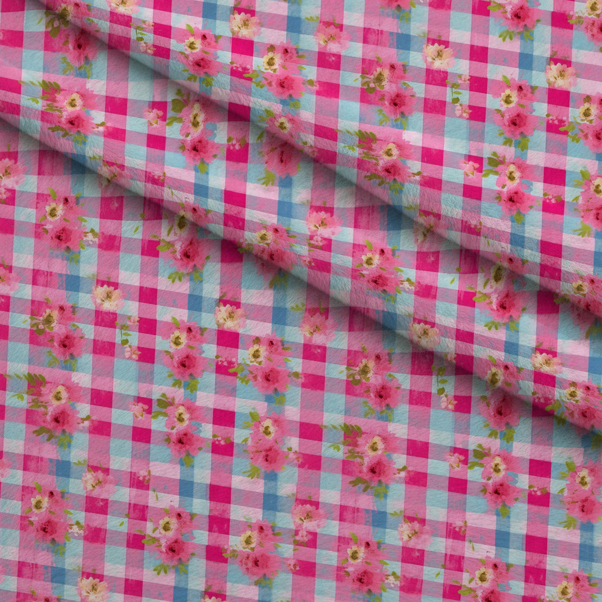 Rosy Gingham Pattern 7 Minky Fabric