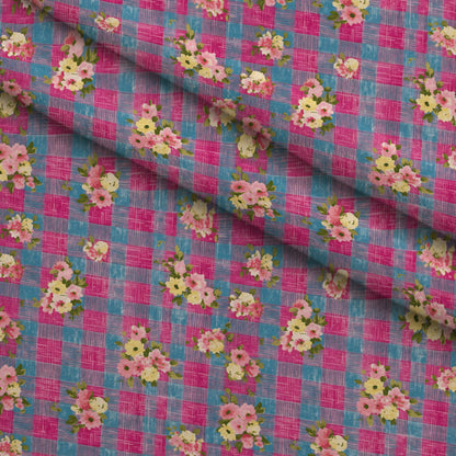 Rosy Gingham Pattern 8 Minky Fabric