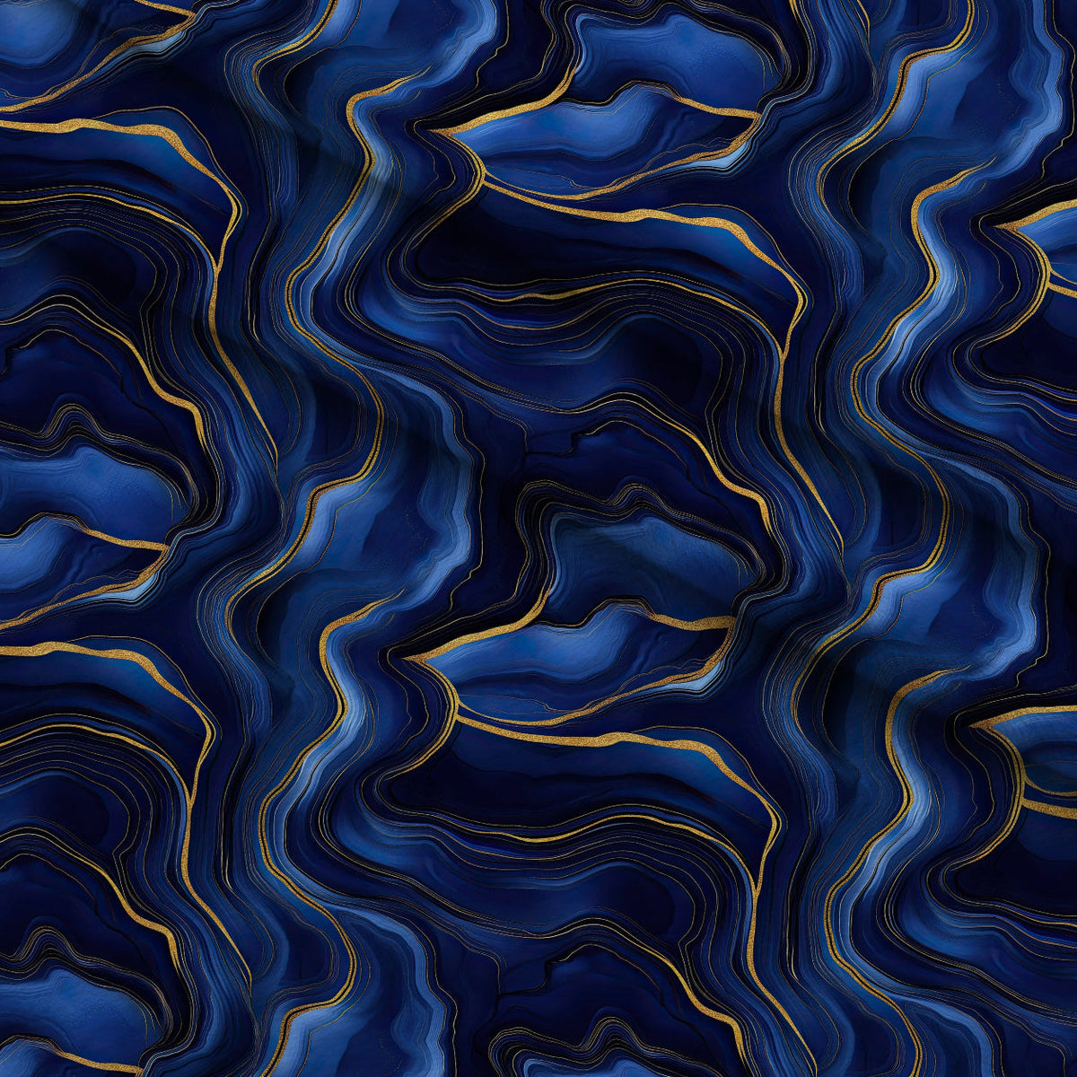 Royal Blue and Gold Agate Pattern 1 Minky Fabric