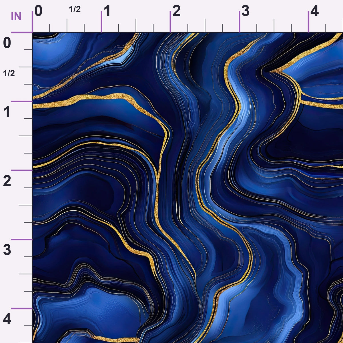 Royal Blue and Gold Agate Pattern 1 Minky Fabric
