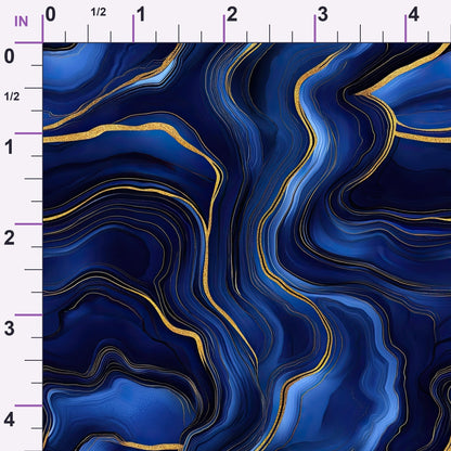 Royal Blue and Gold Agate Pattern 1 Minky Fabric