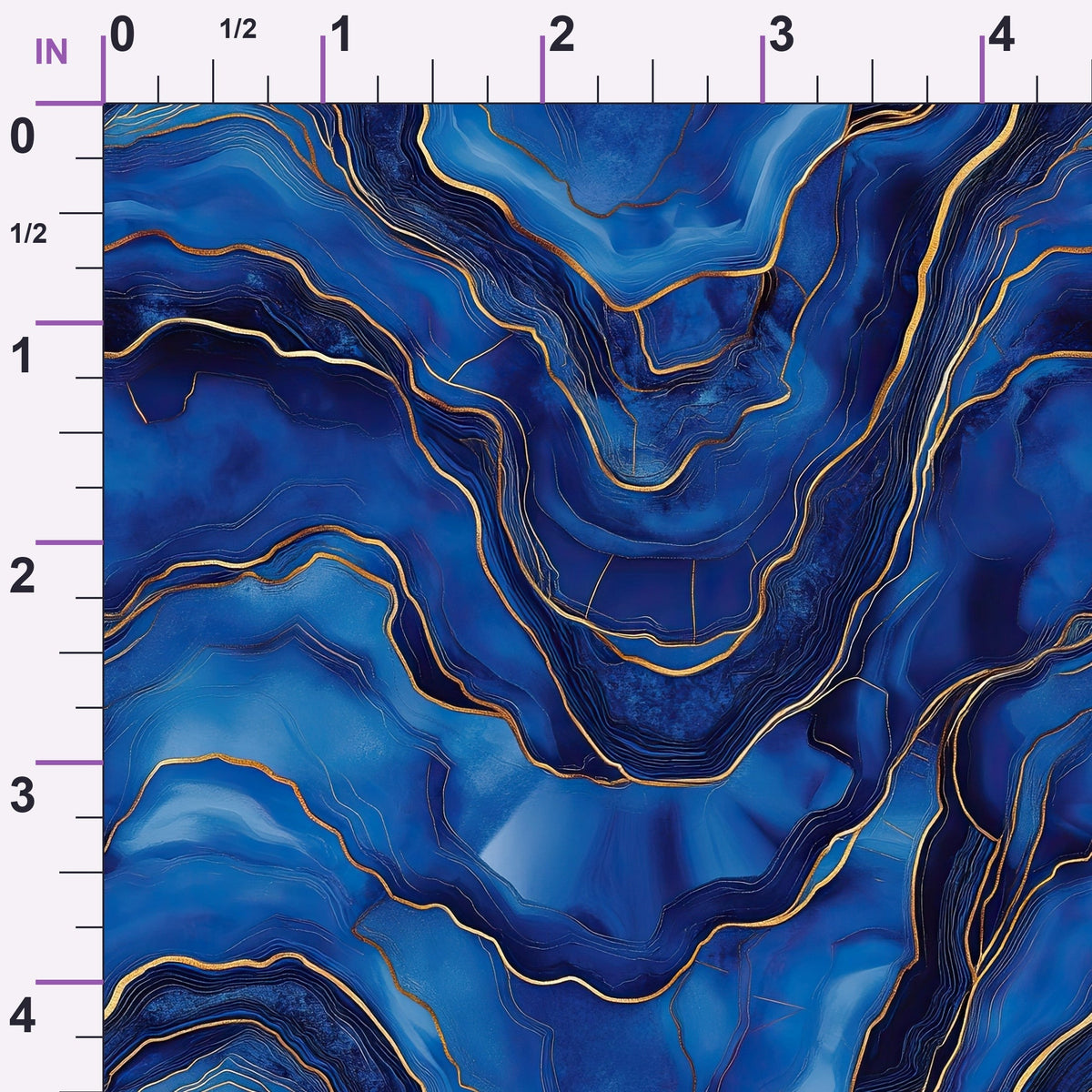Royal Blue and Gold Agate Pattern 10 Minky Fabric