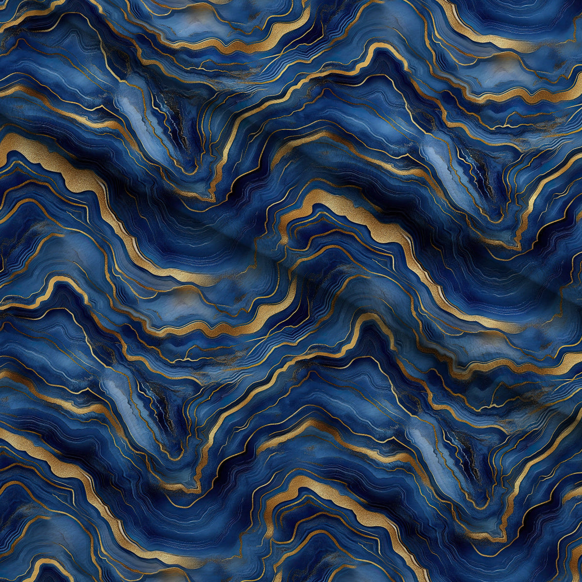 Royal Blue and Gold Agate Pattern 11 Minky Fabric