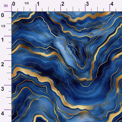 Royal Blue and Gold Agate Pattern 11 Minky Fabric