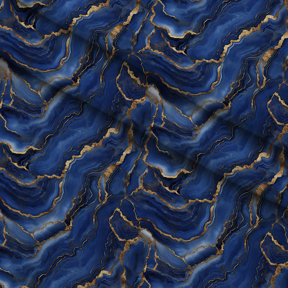 Royal Blue and Gold Agate Pattern 12 Minky Fabric