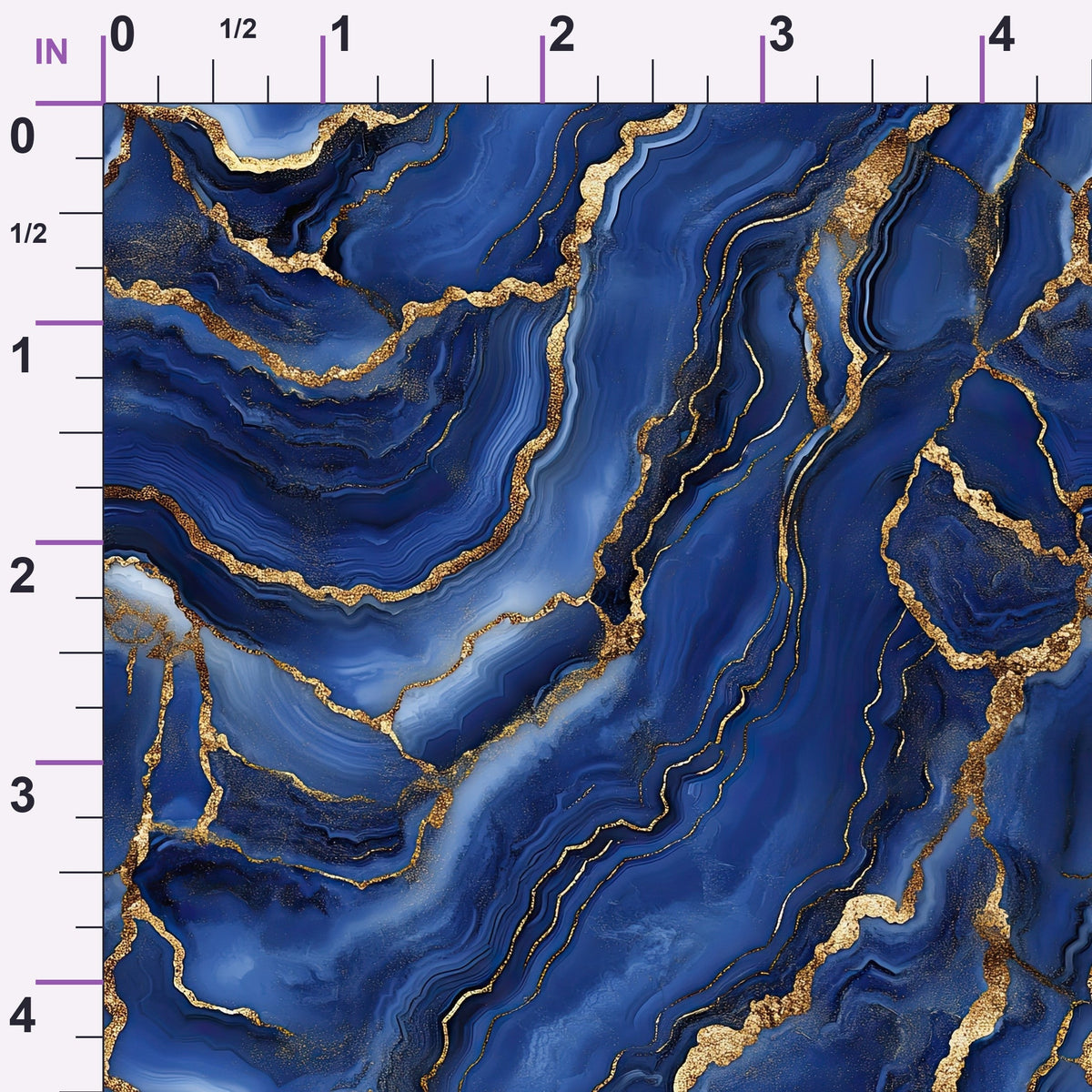 Royal Blue and Gold Agate Pattern 12 Minky Fabric