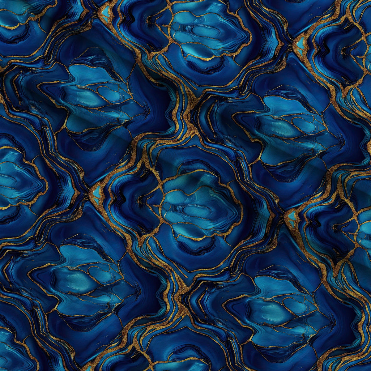 Royal Blue and Gold Agate Pattern 13 Minky Fabric