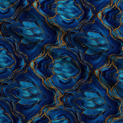 Royal Blue and Gold Agate Pattern 13 Minky Fabric