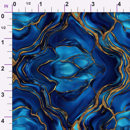 Royal Blue and Gold Agate Pattern 13 Minky Fabric