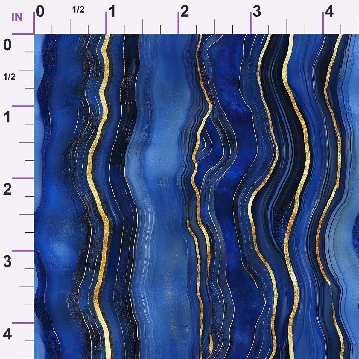 Royal Blue and Gold Agate Pattern 14 Minky Fabric