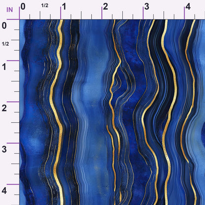 Royal Blue and Gold Agate Pattern 14 Minky Fabric