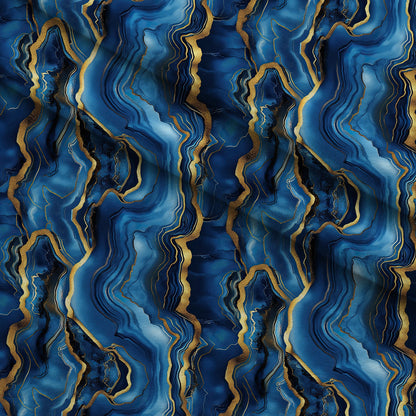 Royal Blue and Gold Agate Pattern 15 Minky Fabric