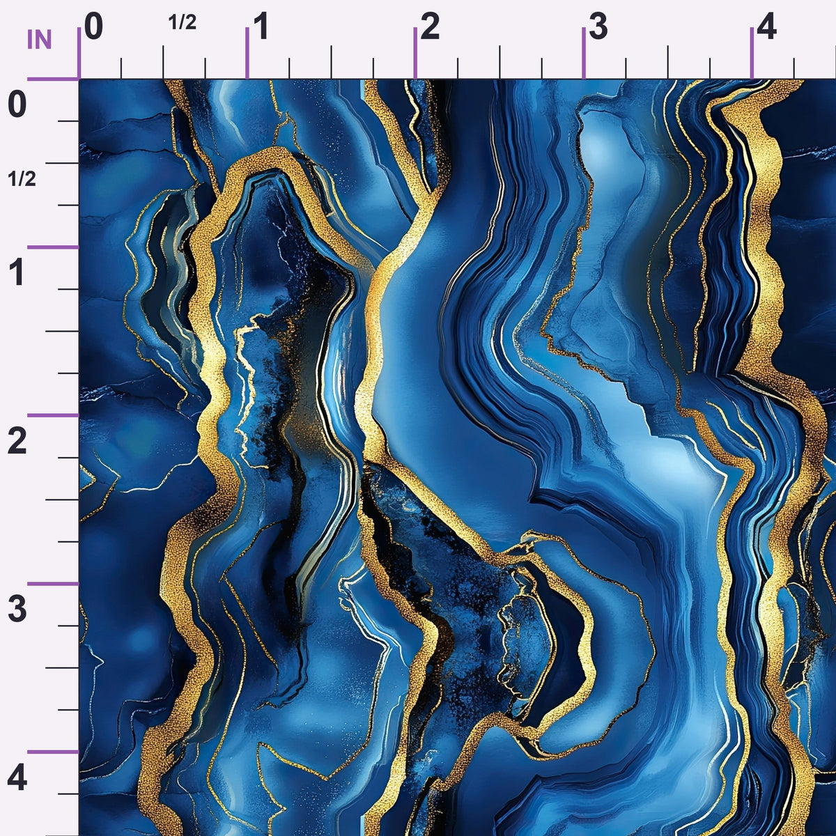 Royal Blue and Gold Agate Pattern 15 Minky Fabric