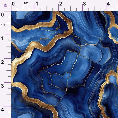 Royal Blue and Gold Agate Pattern 16 Minky Fabric