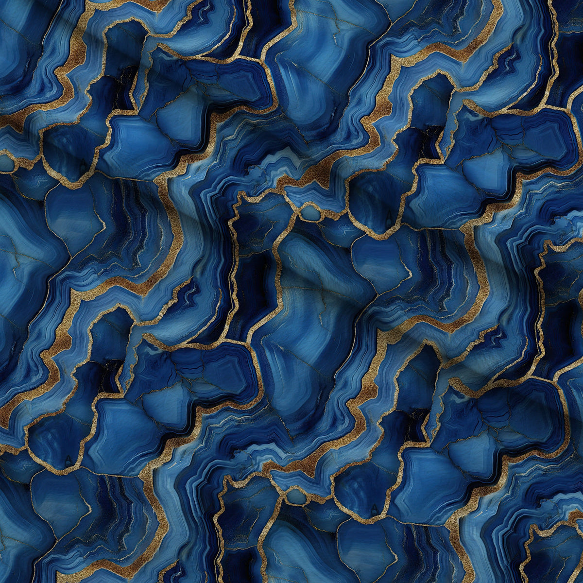 Royal Blue and Gold Agate Pattern 17 Minky Fabric