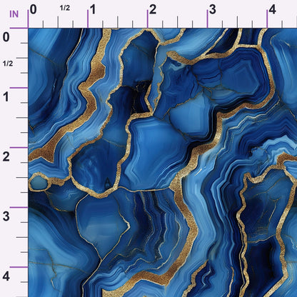 Royal Blue and Gold Agate Pattern 17 Minky Fabric
