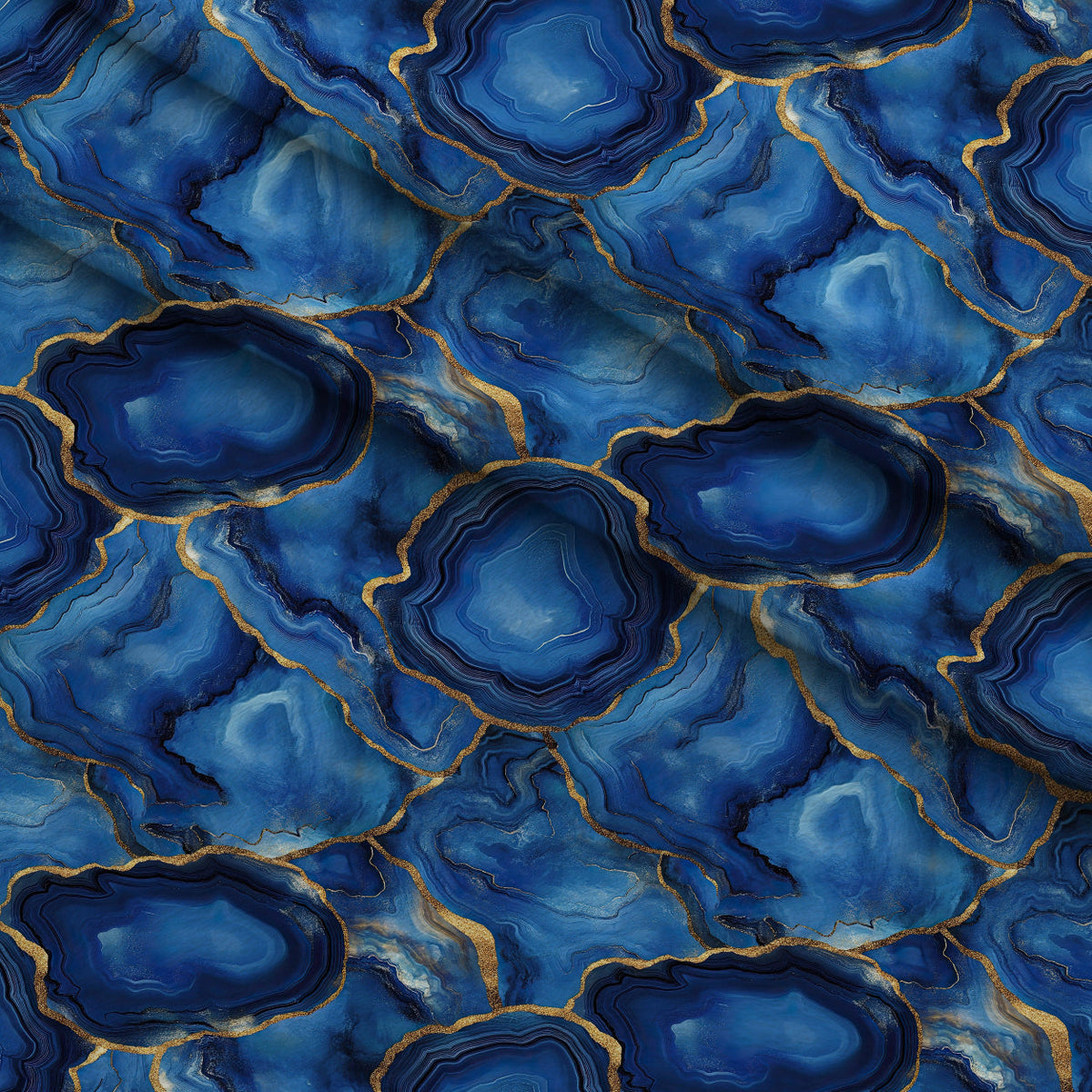 Royal Blue and Gold Agate Pattern 18 Minky Fabric