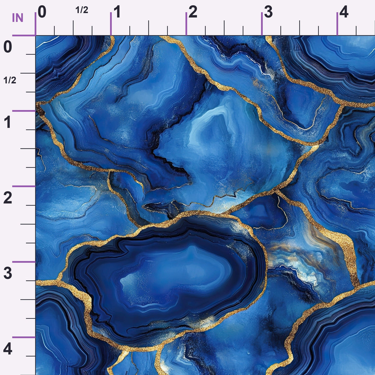 Royal Blue and Gold Agate Pattern 18 Minky Fabric