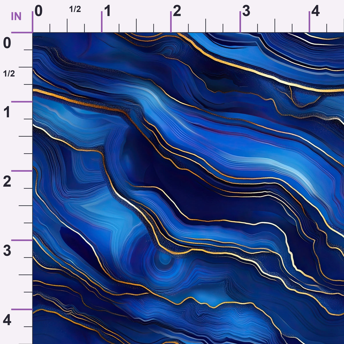 Royal Blue and Gold Agate Pattern 19 Minky Fabric