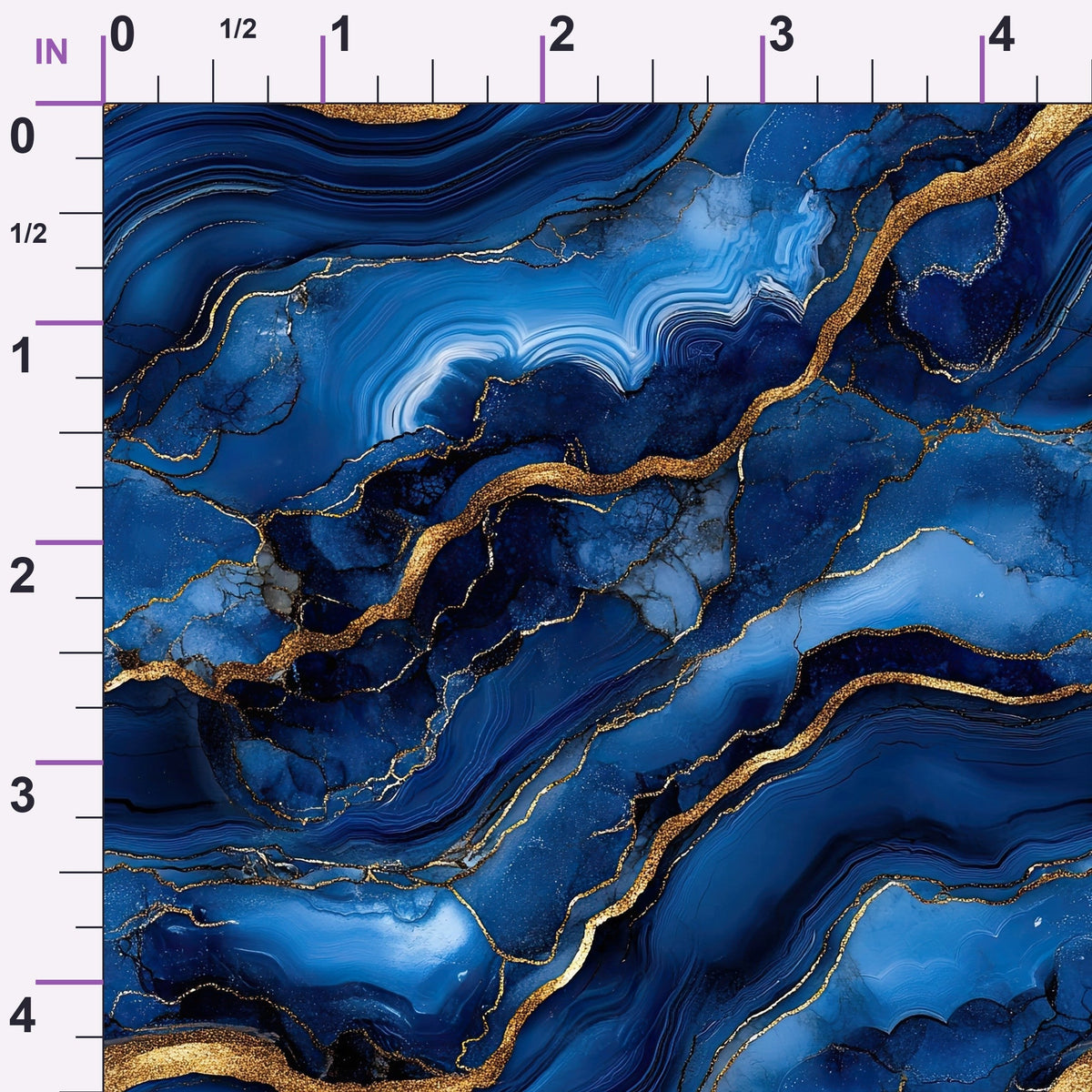 Royal Blue and Gold Agate Pattern 2 Minky Fabric