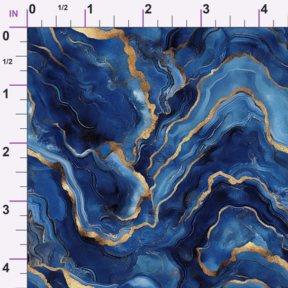 Royal Blue and Gold Agate Pattern 20 Minky Fabric