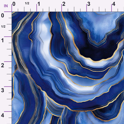 Royal Blue and Gold Agate Pattern 21 Minky Fabric